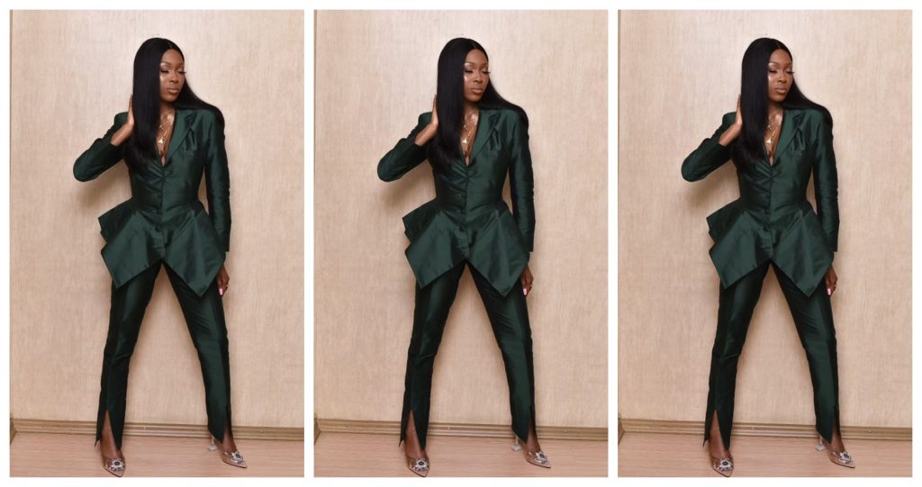 BBNaija star, Vee breaks Twitter in green pantsuits
